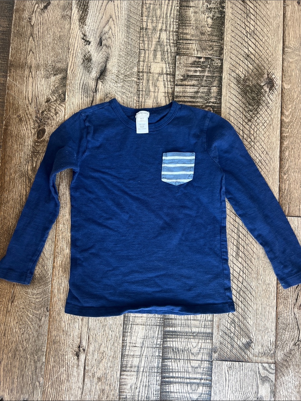 4/$12 Crewcuts Blue Long-Sleeve Tee with Striped Pocket